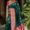 Superb Green Color Soft Lichi Silk Cloth Beautiful Rich Pallu Saree