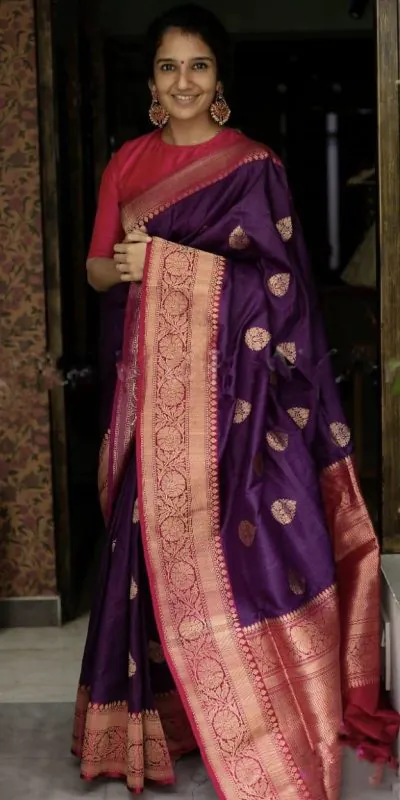 KP 2074 Purple Color Soft Lichi Silk Cloth Rich Pallu Work Saree Casual, Party Wear, Wedding, Events Etc.   Expected Delivery 4-6 Working Days @ 1449/- | Designer Sarees, Sarees, Bollywood Sarees, Creative Sarees, Embroidered Sarees, Ethnic Saree, Modern Digital sarees, Party Wear Sarees