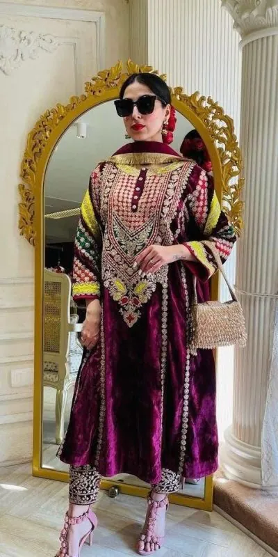 KT 300 Purple Color Velvet Coadding Sequence Work Salwar Suit Casual, Party Wear, Wedding Expected Delivery 4-6 Working Days@2049/ | Jump Suits, Salwar suit, Casual Suits, Creative suits, Designer Suits, Palazzo Suits, Party Wear Suits, Patiala Suits, Straight Suits