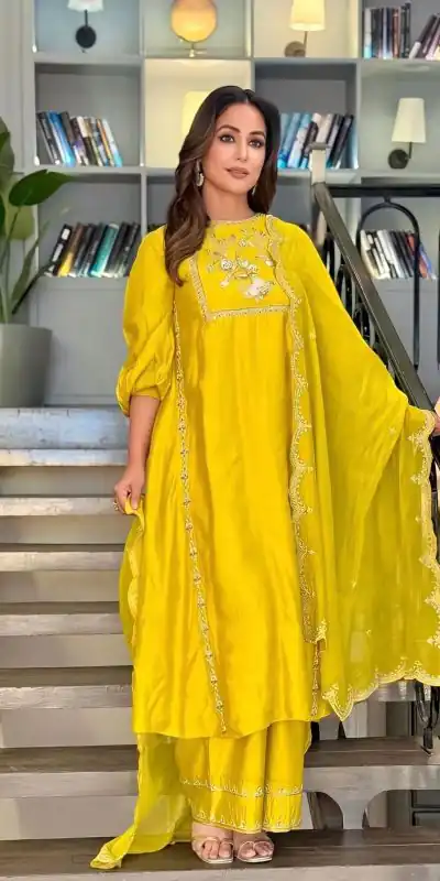 SRK 5155 Yellow Color Pure Chinnon Silk Embroidery Sequence Salwar Suit Wedding, Party, Festive, Events Expected Delivery 4-6 Working Days @ 1849/- | Jump Suits, Salwar suit, Casual Suits, Creative suits, Designer Suits, Palazzo Suits, Party Wear Suits, Patiala Suits, Straight Suits