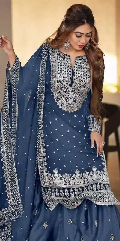 SSR 449 Blue Georgette Embroidery Sequence Salwar Suit Wedding, Party, Festive, Events Expected Delivery 4-6 Working Days @ 2049/- Only | Salwar suit, Casual Suits, Creative suits, Designer Suits, Party Wear Suits, Straight Suits