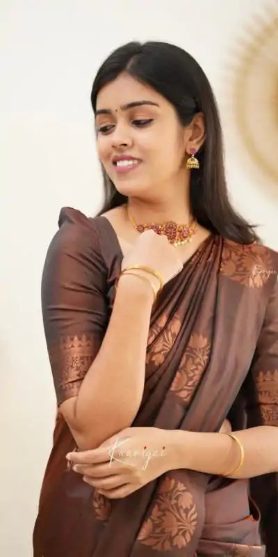 KP 4064 Coffee Color Soft Lichi Silk Jacquard On All Over Saree Casual, Party Wear, Wedding, Events Etc. Expected Delivery 4-6 Working Days @1249/- | Designer Sarees, Embroidered Sarees, Sarees, Bollywood Sarees, Creative Sarees, Ethnic Saree, Modern Digital sarees, Party Wear Sarees