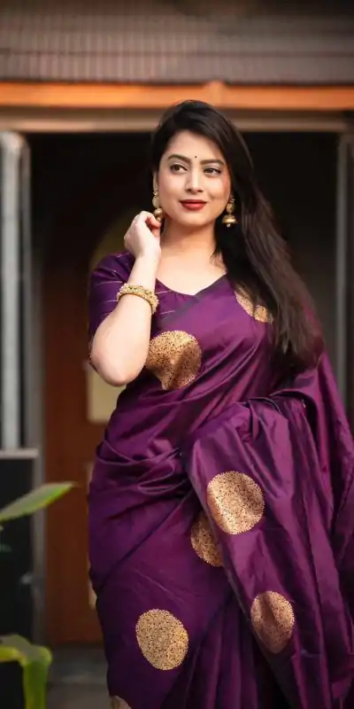 KP 5062 Dark Purple Color Soft Lichi Silk Jacquard On All Over Saree Casual, Party Wear, Wedding, Events Etc. Expected Delivery 4-6 Working Days @1299/- | Designer Sarees, Embroidered Sarees, Sarees, Bollywood Sarees, Creative Sarees, Ethnic Saree, Modern Digital sarees, Party Wear Sarees
