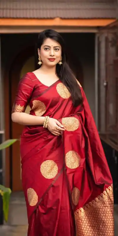KP 5062 Maroon Color Soft Lichi Silk Jacquard On All Over Saree Casual, Party Wear, Wedding, Events Etc. Expected Delivery 4-6 Working Days @1299/- | Designer Sarees, Embroidered Sarees, Sarees, Bollywood Sarees, Creative Sarees, Ethnic Saree, Modern Digital sarees, Party Wear Sarees