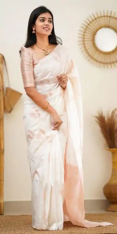 KP 4091 Off White Color Soft Lichi Silk Cloth Rich Pallu All Over Saree Events Casual, Wedding, Festive, Events . Expected Delivery  4-6 Working Days @1249/- | Designer Sarees, Embroidered Sarees, Sarees, Bollywood Sarees, Creative Sarees, Ethnic Saree, Modern Digital sarees, Party Wear Sarees