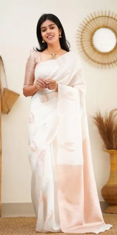 KP 4091 Off White Color Soft Lichi Silk Cloth Rich Pallu All Over Saree Events Casual, Wedding, Festive, Events . Expected Delivery  4-6 Working Days @1249/- | Designer Sarees, Embroidered Sarees, Sarees, Bollywood Sarees, Creative Sarees, Ethnic Saree, Modern Digital sarees, Party Wear Sarees