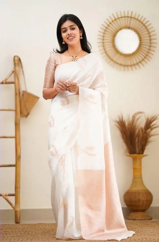 KP 4091 Off White Color Soft Lichi Silk Cloth Rich Pallu All Over Saree Events Casual, Wedding, Festive, Events . Expected Delivery  4-6 Working Days @1249/- | Designer Sarees, Embroidered Sarees, Sarees, Bollywood Sarees, Creative Sarees, Ethnic Saree, Modern Digital sarees, Party Wear Sarees
