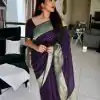 Violet Soft Silk Pallu Saree