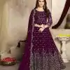 Wine Georgette Multi Thread Zari Anarkali Suit