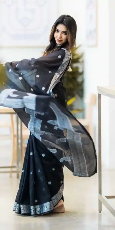 DDF 301 Black Color Soft Lichi Silk Ordinary Design Rich Pallu Saree Casual, Party Wear, Events, Festivals Etc. Expected Delivery 4-6 Working Days 1449/- | Designer Sarees, Sarees, Bollywood Sarees, Creative Sarees, Embroidered Sarees, Ethnic Saree, Modern Digital sarees, Party Wear Sarees