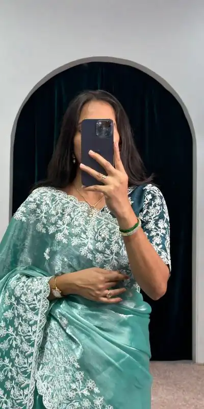 ST 471 Blue Color Burberry With Blooming Embroidery Saree Casual, Wedding, Party, Festive, Events Etc. Expected Delivery 4-6 Working Days @1999/- | Designer Sarees, Sarees, Bollywood Sarees, Creative Sarees, Embroidered Sarees, Ethnic Saree, Modern Digital sarees, Party Wear Sarees