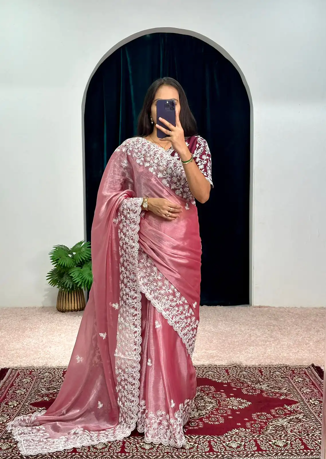 ST 471 Pink Color Burberry With Blooming Embroidery Saree Casual, Wedding, Party, Festive, Events Etc. Expected Delivery 4-6 Working Days @1999/- | Designer Sarees, Sarees, Bollywood Sarees, Creative Sarees, Embroidered Sarees, Ethnic Saree, Modern Digital sarees, Party Wear Sarees