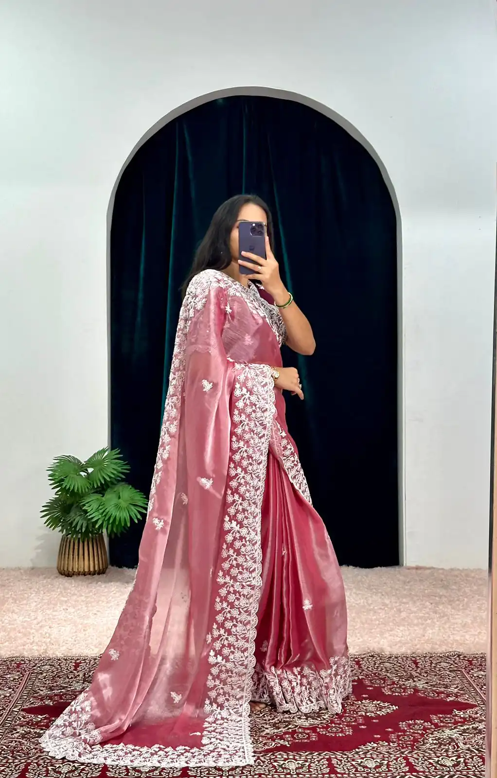 ST 471 Pink Color Burberry With Blooming Embroidery Saree Casual, Wedding, Party, Festive, Events Etc. Expected Delivery 4-6 Working Days @1999/- | Designer Sarees, Sarees, Bollywood Sarees, Creative Sarees, Embroidered Sarees, Ethnic Saree, Modern Digital sarees, Party Wear Sarees