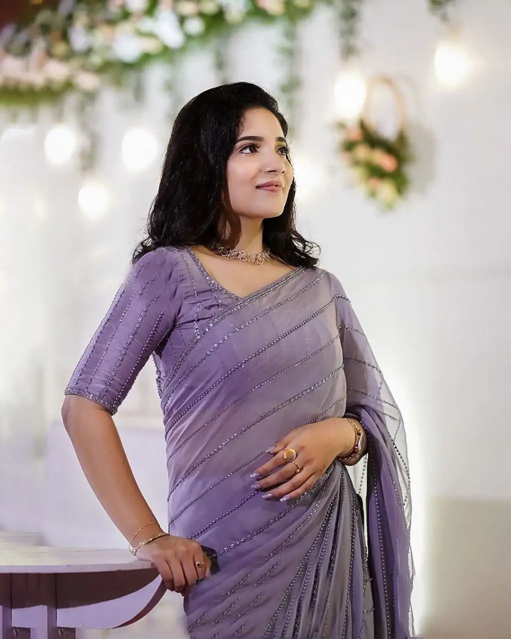 AC pearl Purple Color Georgette Sequence Multi & Pearl Work Saree Casual, Wedding, Festive, Events Expected Delivery 4-6 Working Days @1899 /- | Designer Sarees, Sarees, Bollywood Sarees, Creative Sarees, Embroidered Sarees, Ethnic Saree, Modern Digital sarees, Party Wear Sarees