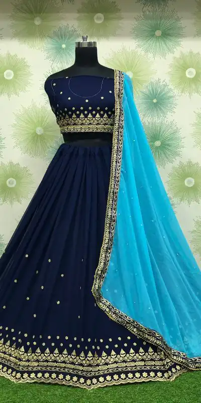RC 227 Royal Blue Color Heavy Georgette Embroidery Sequins Lehenga Choli Casual, Party Wedding, Festive, Events Etc. Delivery 4-6 Working Days 1999/- | Lehenga, Bollywood Lehenga, Creative Lehenga, Designer Lehenga, Embroidered Lehenga, Party Wear Lehenga