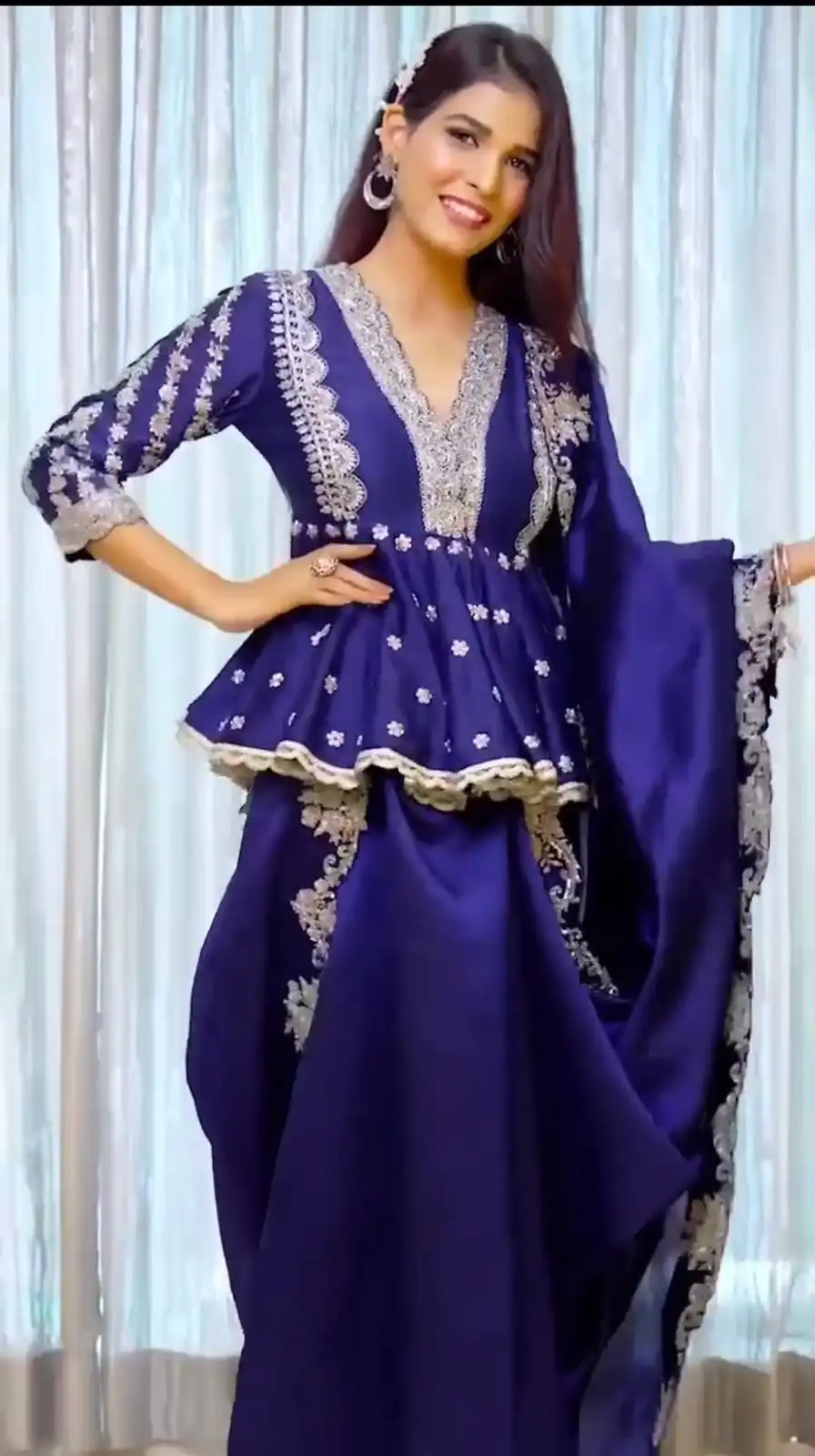 ST 156 Royal Blue Color Japan Satin Embroidery Sequence Saree Casual, Wedding, Party, Festive, Events Etc. Expected Delivery 4-6 Working Days @2049/- | Designer Sarees, Embroidered Sarees, Sarees, Bollywood Sarees, Creative Sarees, Ethnic Saree, Modern Digital sarees, Party Wear Sarees