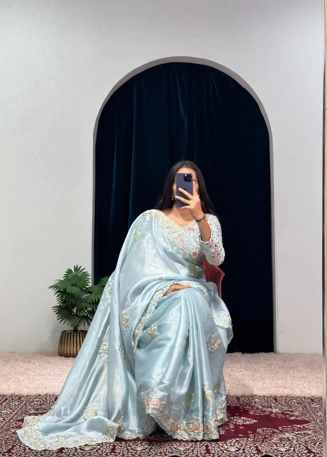 ST 469 Sky Blue Color Jimmy Choo Thread Embroidery Work Saree Casual, Wedding, Party, Festive, Events Etc. Expected Delivery 4-6 Working Days @1999/- | Designer Sarees, Sarees, Bollywood Sarees, Creative Sarees, Embroidered Sarees, Ethnic Saree, Modern Digital sarees, Party Wear Sarees