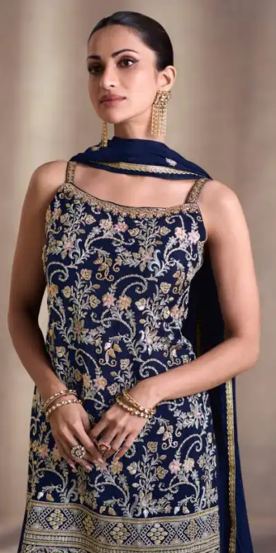 DS Sayuri 5407 Blue Color Faux Georgette Embroidery Work Salwar Suit Wedding, Party, Festive, Events Expected Delivery 4-6 Working Days @ 2149/- | Jump Suits, Salwar suit, Casual Suits, Creative suits, Designer Suits, Palazzo Suits, Party Wear Suits, Patiala Suits, Straight Suits