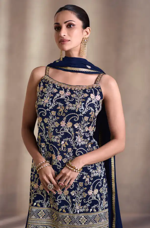 DS Sayuri 5407 Blue Color Faux Georgette Embroidery Work Salwar Suit Wedding, Party, Festive, Events Expected Delivery 4-6 Working Days @ 2149/- | Jump Suits, Salwar suit, Casual Suits, Creative suits, Designer Suits, Palazzo Suits, Party Wear Suits, Patiala Suits, Straight Suits