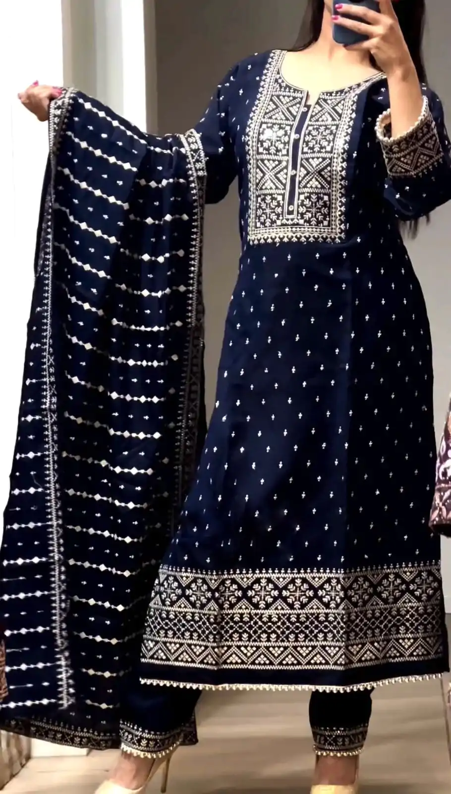 SRK 5168 Navy Blue Color Chinnon Embroidery Sequence Salwar Suit Wedding, Party, Festive, Events Expected Delivery 4-6 Working Days @ 2049/- | Jump Suits, Salwar suit, Casual Suits, Creative suits, Designer Suits, Palazzo Suits, Party Wear Suits, Patiala Suits, Straight Suits
