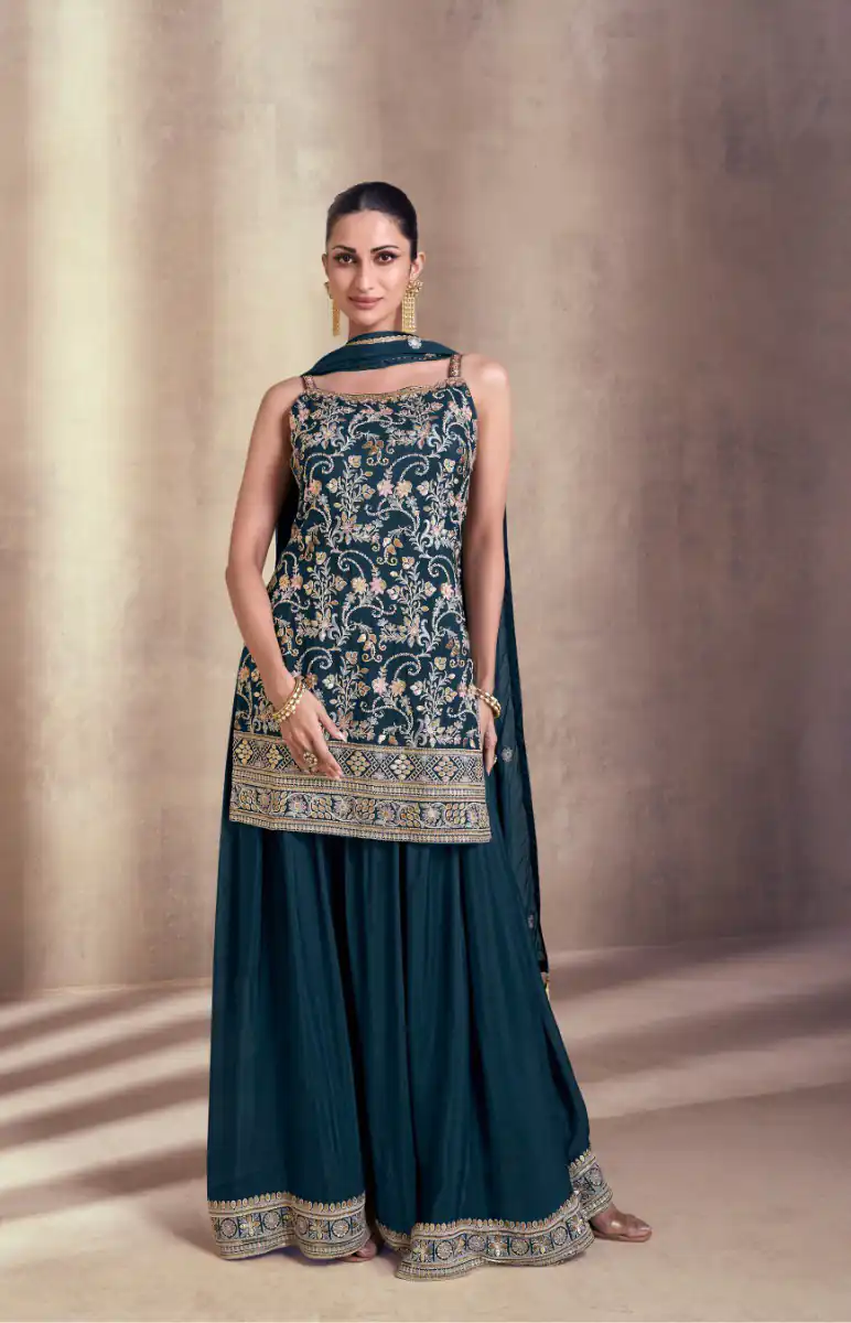 DS Sayuri 5407 Peacock Green Color Faux Georgette Embroidery Work Salwar Suit Wedding, Party, Festive, Events Expected Delivery 4-6 Working Days @ 2149/- | Jump Suits, Salwar suit, Casual Suits, Creative suits, Designer Suits, Palazzo Suits, Party Wear Suits, Patiala Suits, Straight Suits