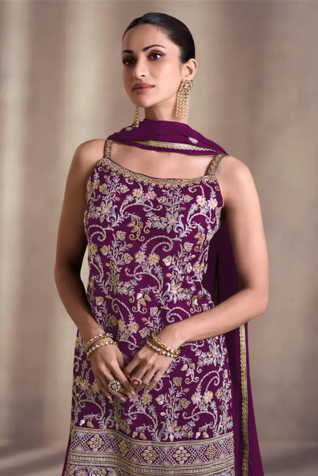 DS Sayuri 5407 Purple Color Faux Georgette Embroidery Work Salwar Suit Wedding, Party, Festive, Events Expected Delivery 4-6 Working Days @ 2149/- | Jump Suits, Salwar suit, Casual Suits, Creative suits, Designer Suits, Palazzo Suits, Party Wear Suits, Patiala Suits, Straight Suits