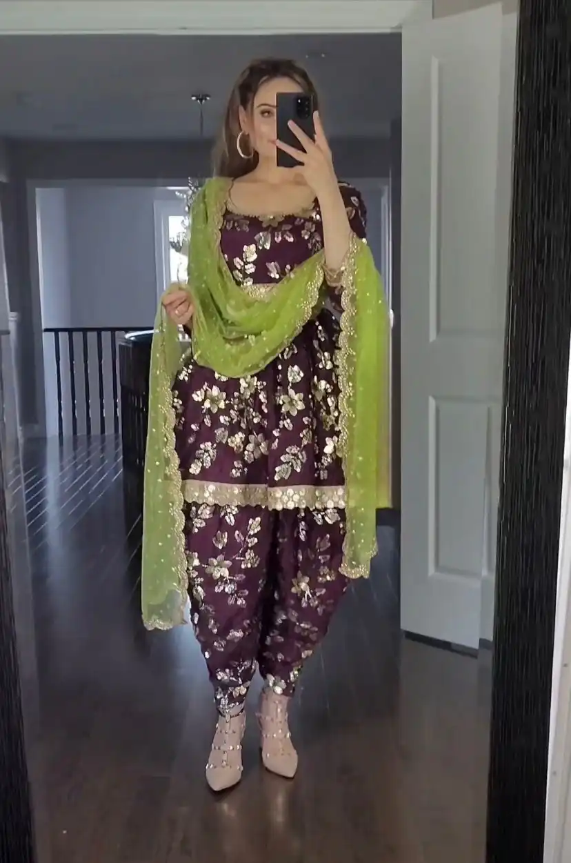 MF 246 Purple Color Faux Georgette Less Patti Work Sleeve Salwar Suit  Wedding, Party, Festive, Events Etc. Expected 4-6 Working Days @2249/- | Salwar suit, Casual Suits, Creative suits, Designer Suits, Palazzo Suits, Party Wear Suits, Patiala Suits, Straight Suits