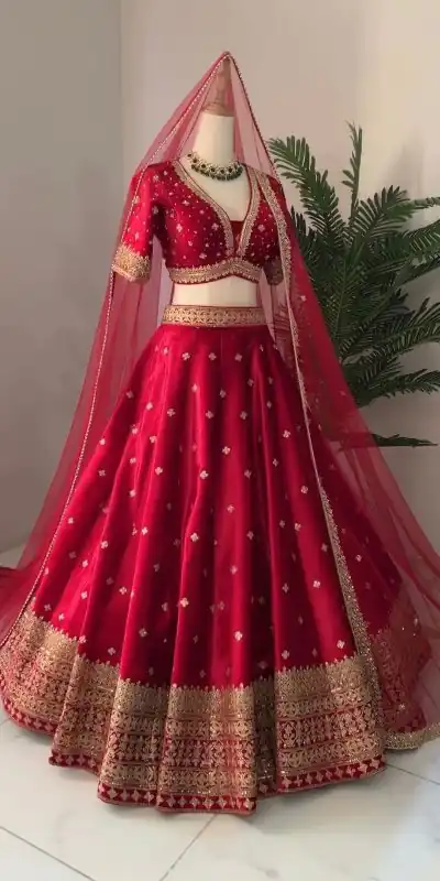 ZSR 3065 Red Color Georgette Embroidery Sequence Lehenga Choli Wedding, Party, Events Etc. Expected Delivery 4-6 Working Days 2049/- | Lehenga, Bollywood Lehenga, Creative Lehenga, Designer Lehenga, Embroidered Lehenga, Party Wear Lehenga