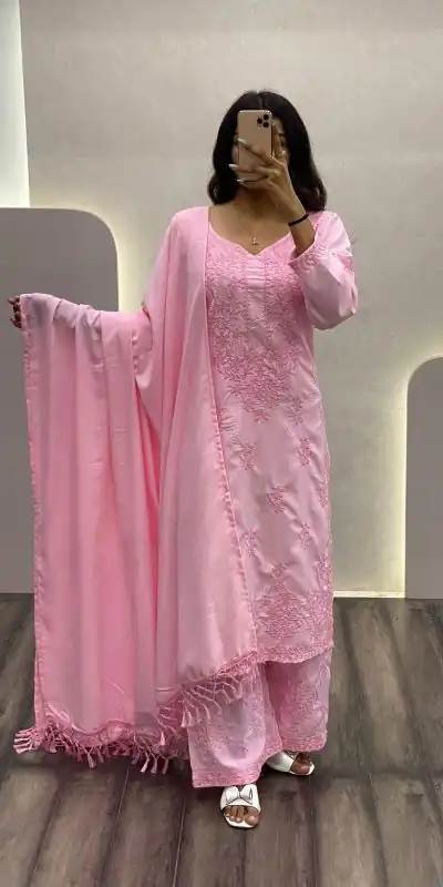 BE 125 Baby Pink Color Maslin Thread Embroidery Salwar Suit Wedding, Party, Festive events, etc.  Expected Delivery  4-6 Working Days @1849/- | Salwar suit, Casual Suits, Creative suits, Designer Suits, Palazzo Suits, Party Wear Suits, Patiala Suits, Straight Suits