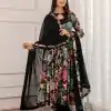 Beautiful Black Color Chant Crepe Digital Printed Work Gown