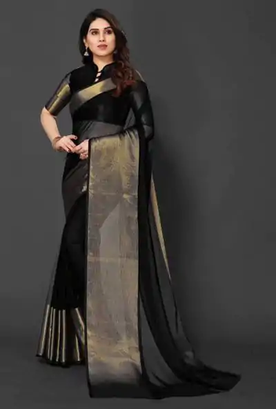 DDF 113 Black Color Chiffon Running Chiffon Blouse Work Saree Casual, Party Wear, Events, Festivals Etc. Expected Delivery 4-6 Working Days 1199/- | Designer Sarees, Sarees, Bollywood Sarees, Creative Sarees, Embroidered Sarees, Ethnic Saree, Modern Digital sarees, Party Wear Sarees