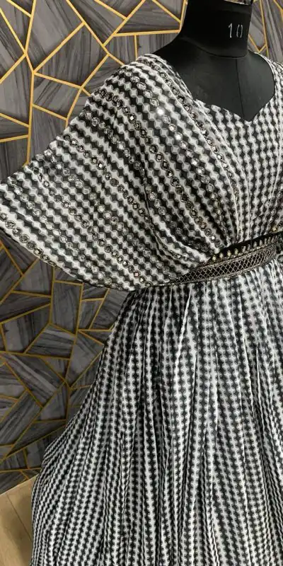 PC 177 Black Color Georgette Digital Printed Hand Khatli Gown Casual, Party Wear, Events, Festivals Wear Etc. Expected Delivery 4-6 Working Days @2199/- | Gowns, Bollywood Gowns, Creative Gowns, Designer Gowns, Embroidered Gowns, Party Wear Gowns