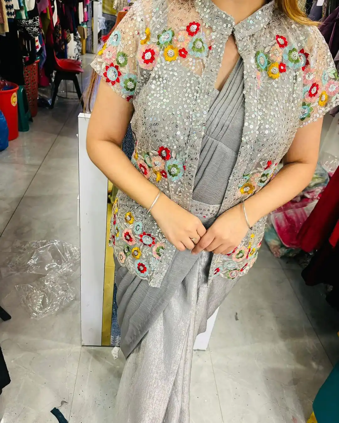 LG 1844 Grey Color Chinon Silk Embroidered Sequence Saree  Party, Wedding, Festive, Events Etc., Expected Delivery 4-6 Working Days@2099 /- Only | Designer Sarees, Sarees, Bollywood Sarees, Creative Sarees, Embroidered Sarees, Ethnic Saree, Party Wear Sarees