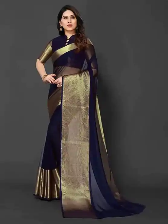DDF 113 Navy Blue Color Chiffon Running Chiffon Blouse Work Saree Casual, Party Wear, Events, Festivals Etc. Expected Delivery 4-6 Working Days 1199/- | Designer Sarees, Sarees, Bollywood Sarees, Creative Sarees, Embroidered Sarees, Ethnic Saree, Modern Digital sarees, Party Wear Sarees