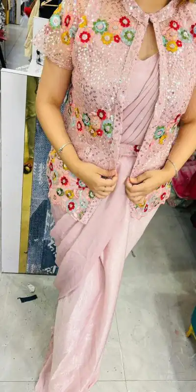 LG 1844 Peach Color Chinon Silk Embroidered Sequence Saree  Party, Wedding, Festive, Events Etc., Expected Delivery 4-6 Working Days@2099 /- Only | Designer Sarees, Sarees, Bollywood Sarees, Creative Sarees, Embroidered Sarees, Ethnic Saree, Party Wear Sarees