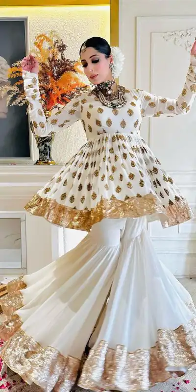 NSR 810 White Color Faux Georgette Embroidery Salwar Suit Casual, Party Festive, Events Etc. Expected Delivery 4-6 Working Days @2299/ | Jump Suits, Salwar suit, Casual Suits, Creative suits, Designer Suits, Palazzo Suits, Party Wear Suits, Patiala Suits, Straight Suits