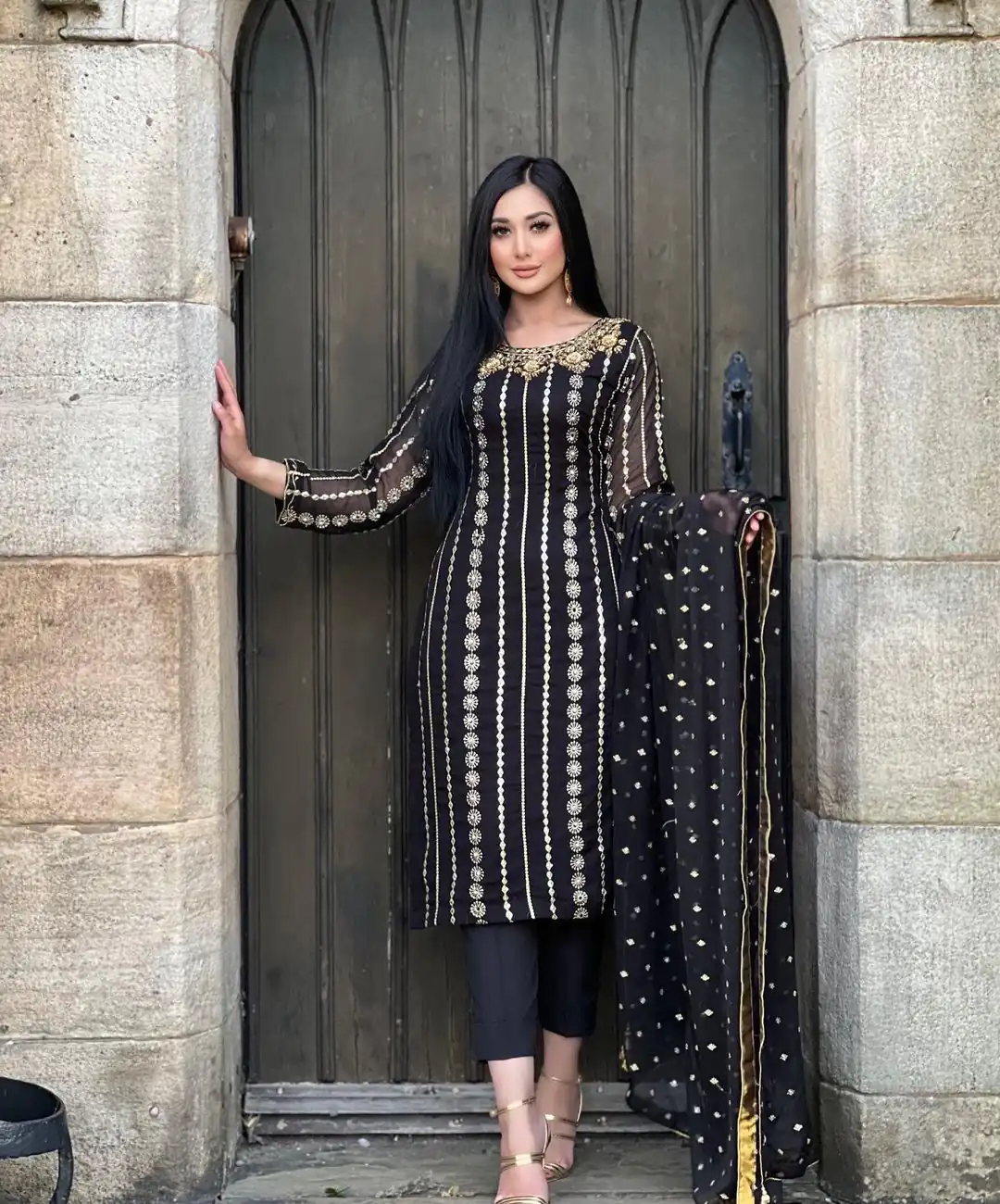 NF 1212 Black color Georgette Embroidery Sequence Salwar Suit Casual, Wedding, Party, Festive, Events . Expected Delivery  4-6 Working Days @2149 | Salwar suit, Casual Suits, Creative suits, Designer Suits, Palazzo Suits, Party Wear Suits, Patiala Suits, Straight Suits