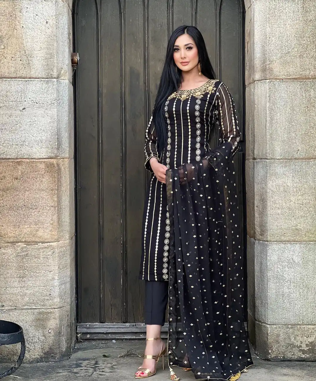 NF 1212 Black color Georgette Embroidery Sequence Salwar Suit Casual, Wedding, Party, Festive, Events . Expected Delivery  4-6 Working Days @2149 | Salwar suit, Casual Suits, Creative suits, Designer Suits, Palazzo Suits, Party Wear Suits, Patiala Suits, Straight Suits