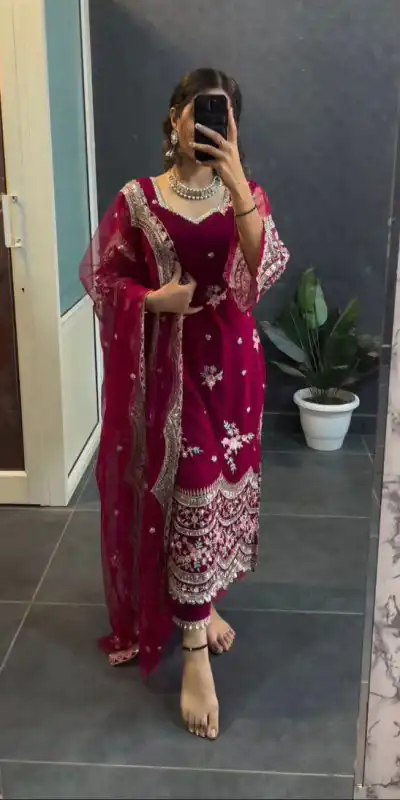 LG 1757 Pink Color Blooming Georgette Embroidery Salwar Suit Casual, Wedding, Festive, Events Expected Delivery 4-6 Working Days @1899/- | Jump Suits, Salwar suit, Casual Suits, Creative suits, Designer Suits, Palazzo Suits, Party Wear Suits, Patiala Suits, Straight Suits