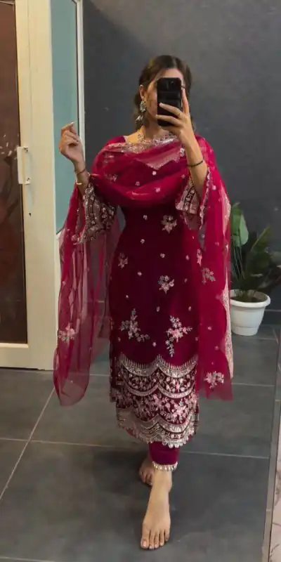 LG 1757 Pink Color Blooming Georgette Embroidery Salwar Suit Casual, Wedding, Festive, Events Expected Delivery 4-6 Working Days @1899/- | Jump Suits, Salwar suit, Casual Suits, Creative suits, Designer Suits, Palazzo Suits, Party Wear Suits, Patiala Suits, Straight Suits