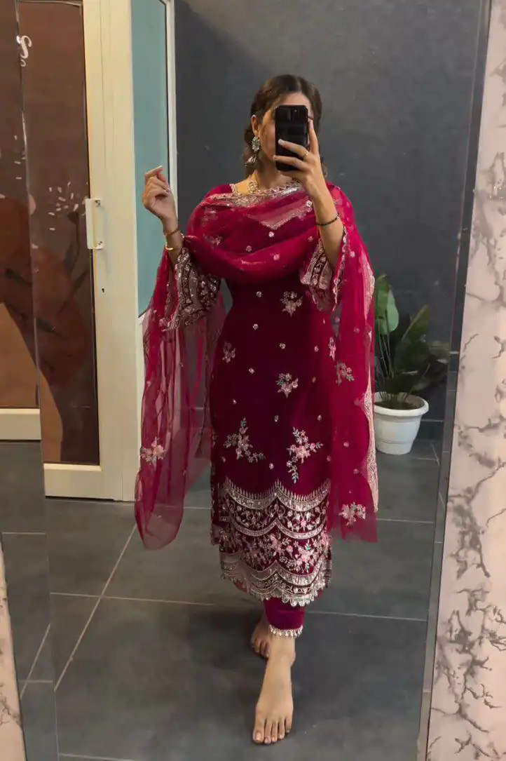 LG 1757 Pink Color Blooming Georgette Embroidery Salwar Suit Casual, Wedding, Festive, Events Expected Delivery 4-6 Working Days @1899/- | Jump Suits, Salwar suit, Casual Suits, Creative suits, Designer Suits, Palazzo Suits, Party Wear Suits, Patiala Suits, Straight Suits