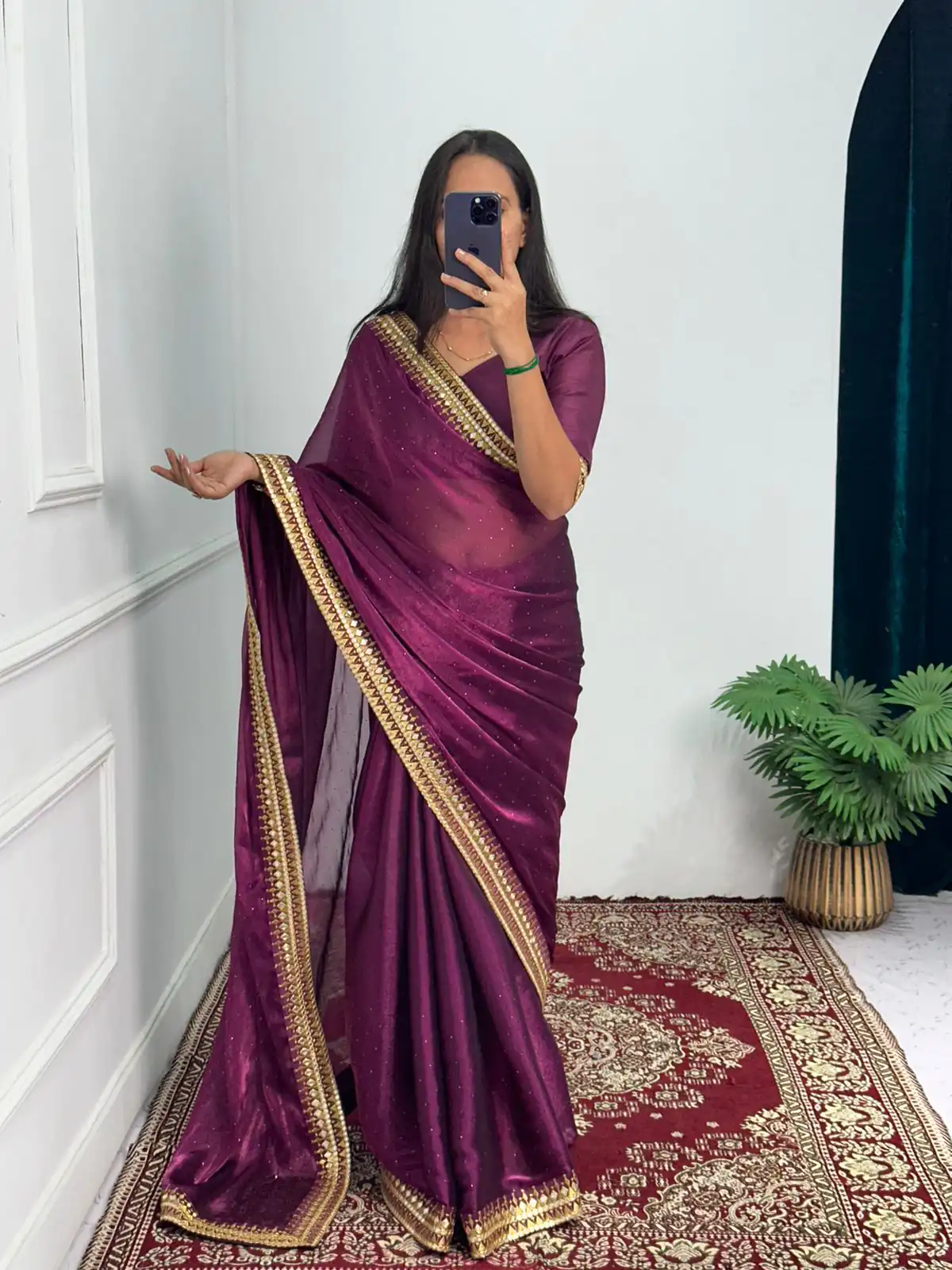 ST 470 Purple Color Burberry Foil And Zari Embroidery Work Saree Casual, Wedding, Party, Festive, Events Etc. Expected Delivery 4-6 Working Days @1799/- | Designer Sarees, Sarees, Bollywood Sarees, Creative Sarees, Embroidered Sarees, Ethnic Saree, Modern Digital sarees, Party Wear Sarees