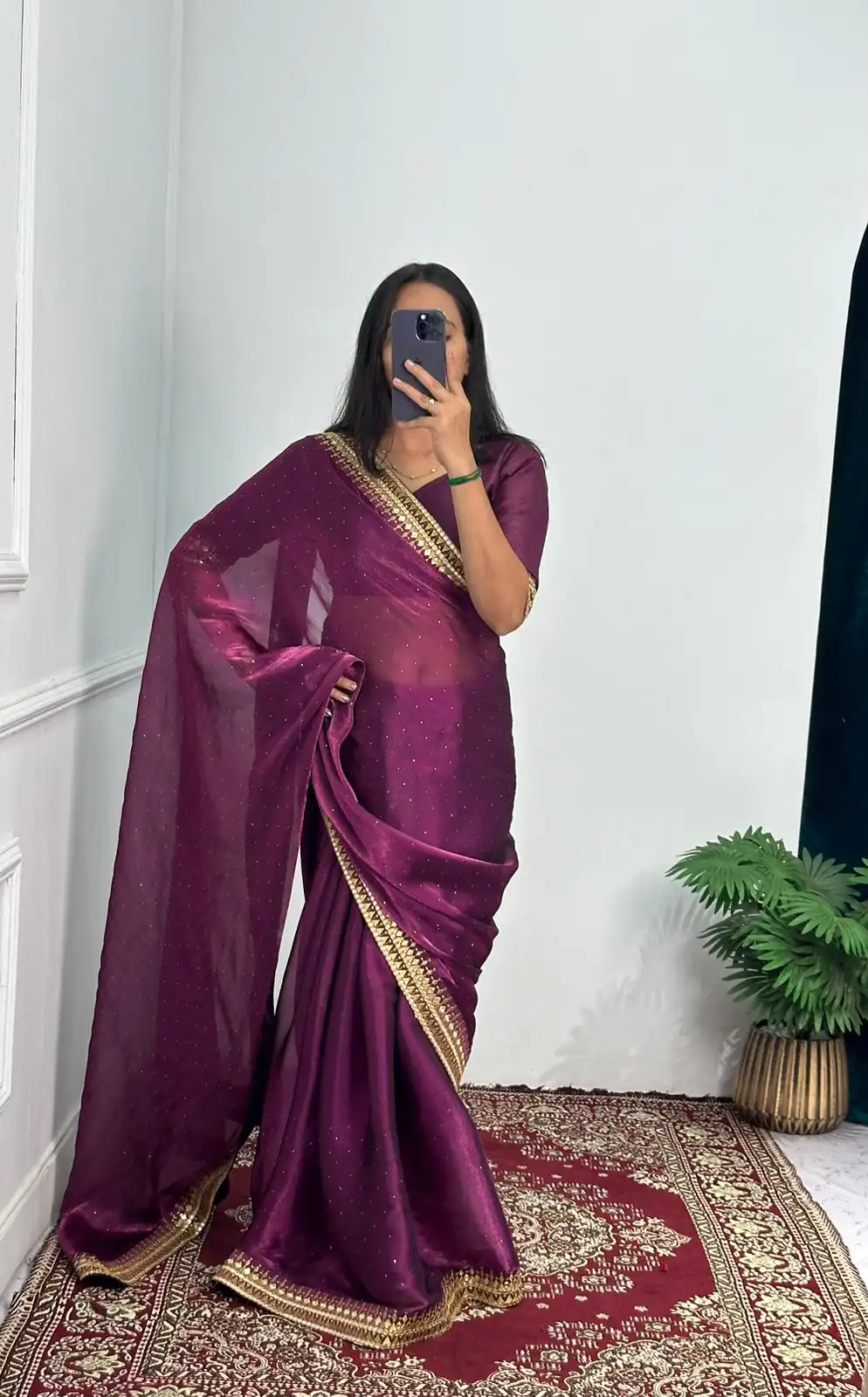 ST 470 Purple Color Burberry Foil And Zari Embroidery Work Saree Casual, Wedding, Party, Festive, Events Etc. Expected Delivery 4-6 Working Days @1799/- | Designer Sarees, Sarees, Bollywood Sarees, Creative Sarees, Embroidered Sarees, Ethnic Saree, Modern Digital sarees, Party Wear Sarees