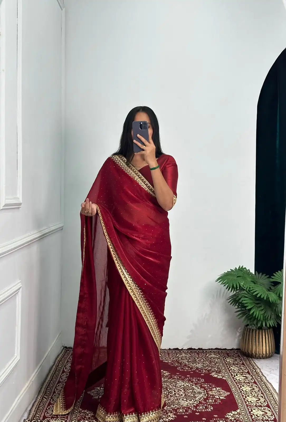 ST 470 Red Color Burberry Foil And Zari Embroidery Work Saree Casual, Wedding, Party, Festive, Events Etc. Expected Delivery 4-6 Working Days @1799/- | Designer Sarees, Sarees, Bollywood Sarees, Creative Sarees, Embroidered Sarees, Ethnic Saree, Modern Digital sarees, Party Wear Sarees