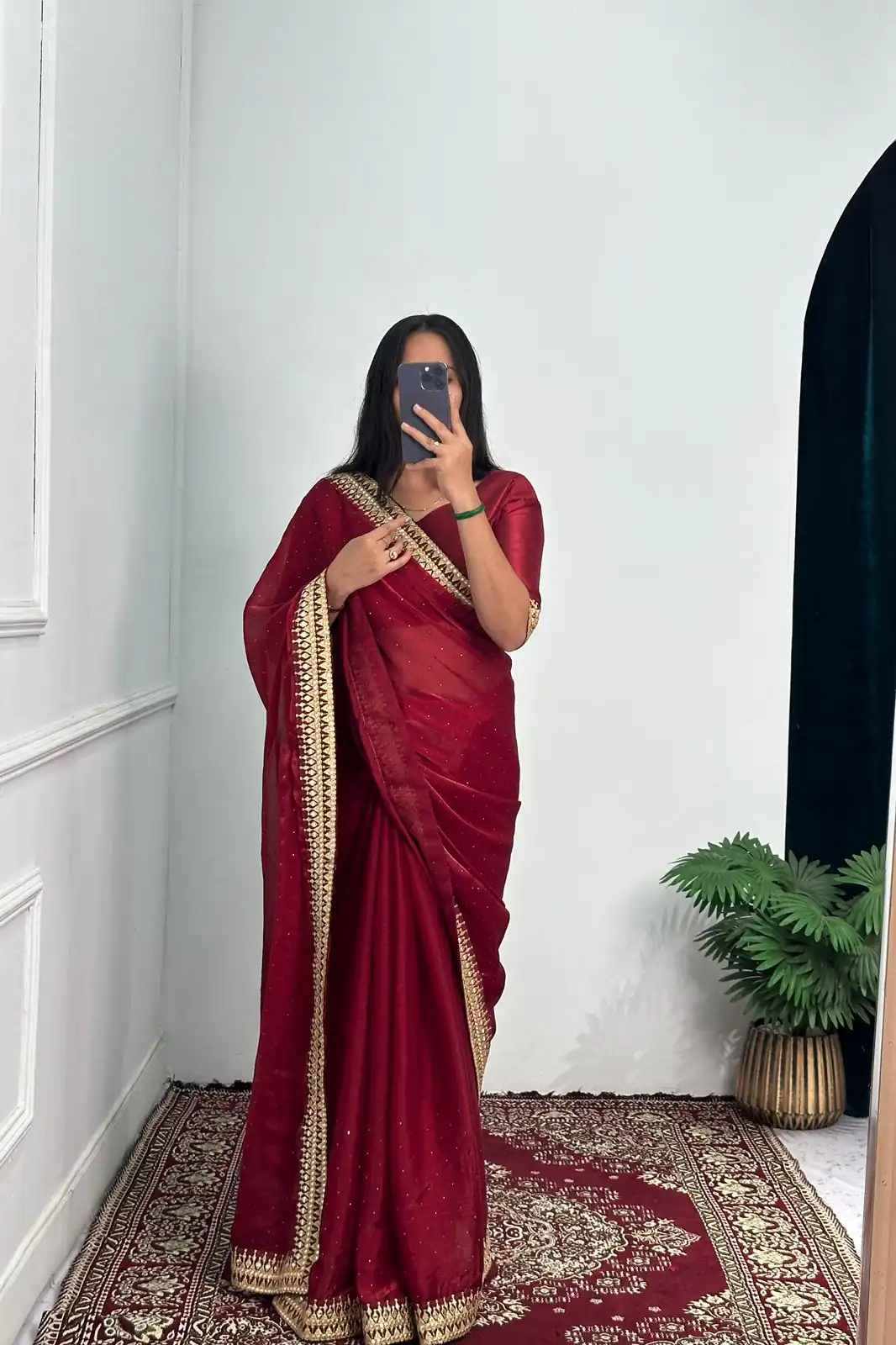 ST 470 Red Color Burberry Foil And Zari Embroidery Work Saree Casual, Wedding, Party, Festive, Events Etc. Expected Delivery 4-6 Working Days @1799/- | Designer Sarees, Sarees, Bollywood Sarees, Creative Sarees, Embroidered Sarees, Ethnic Saree, Modern Digital sarees, Party Wear Sarees