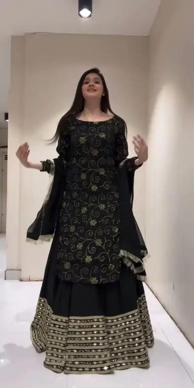 RTC 6469 Black Color Foix Georgette Thread With Sequence Lehenga Choli Wedding, Party, Festive, Events Etc. Expected Delivery 4-6 Working Days @1999/- | Lehenga, Bollywood Lehenga, Creative Lehenga, Designer Lehenga, Embroidered Lehenga, Party Wear Lehenga