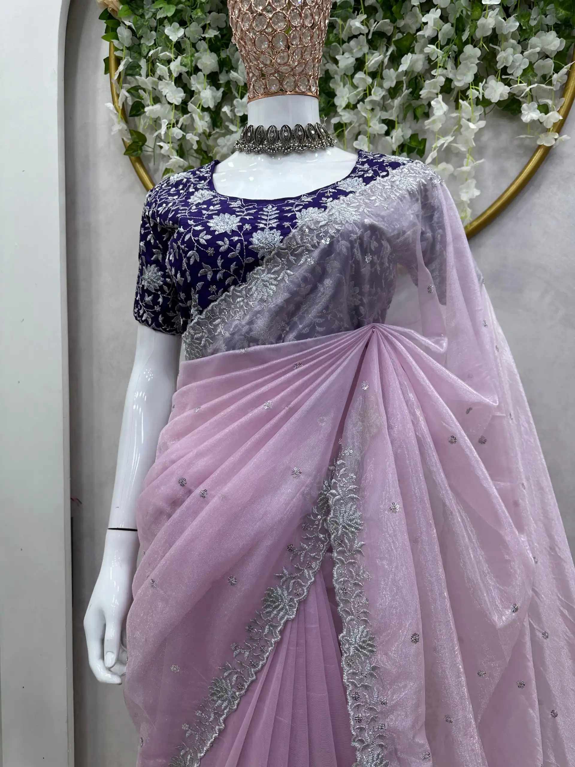 KD 469 Light Violet Color Jimmy choo Thread & Sequence Work Saree Casual, Party, Wedding, Festive, Events Etc.  Expected Delivery  4-6 Working Days @1949/- | Designer Sarees, Sarees, Bollywood Sarees, Creative Sarees, Embroidered Sarees, Ethnic Saree, Modern Digital sarees, Party Wear Sarees