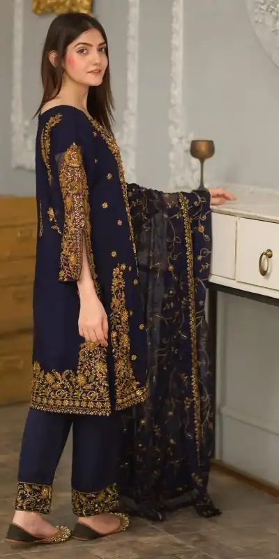 ZF 369 navy Blue Color Faux Georgette Embroidery Sequence Work Salwar Suit Casual, Wedding, Party, Events Etc. Expected Delivery 4-6 Working Days 2149/- | Jump Suits, Salwar suit, Casual Suits, Creative suits, Designer Suits, Palazzo Suits, Party Wear Suits, Patiala Suits, Straight Suits