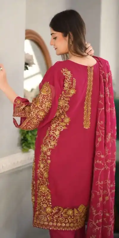 ZF 369 Pink Color Faux Georgette Embroidery Sequence Work Salwar Suit Casual, Wedding, Party, Events Etc. Expected Delivery 4-6 Working Days 2149/- | Jump Suits, Salwar suit, Casual Suits, Creative suits, Designer Suits, Palazzo Suits, Party Wear Suits, Patiala Suits, Straight Suits