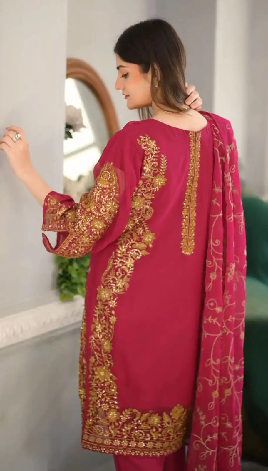 ZF 369 Pink Color Faux Georgette Embroidery Sequence Work Salwar Suit Casual, Wedding, Party, Events Etc. Expected Delivery 4-6 Working Days 2149/- | Jump Suits, Salwar suit, Casual Suits, Creative suits, Designer Suits, Palazzo Suits, Party Wear Suits, Patiala Suits, Straight Suits